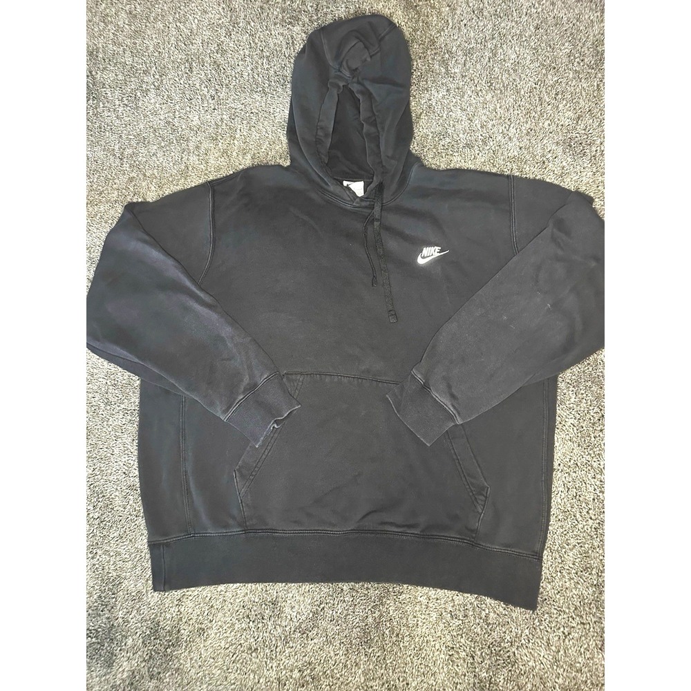 Vintage Nike Hoodie Men L Black Faded Swoosh Pullover Made Jordan Y2K 2000s